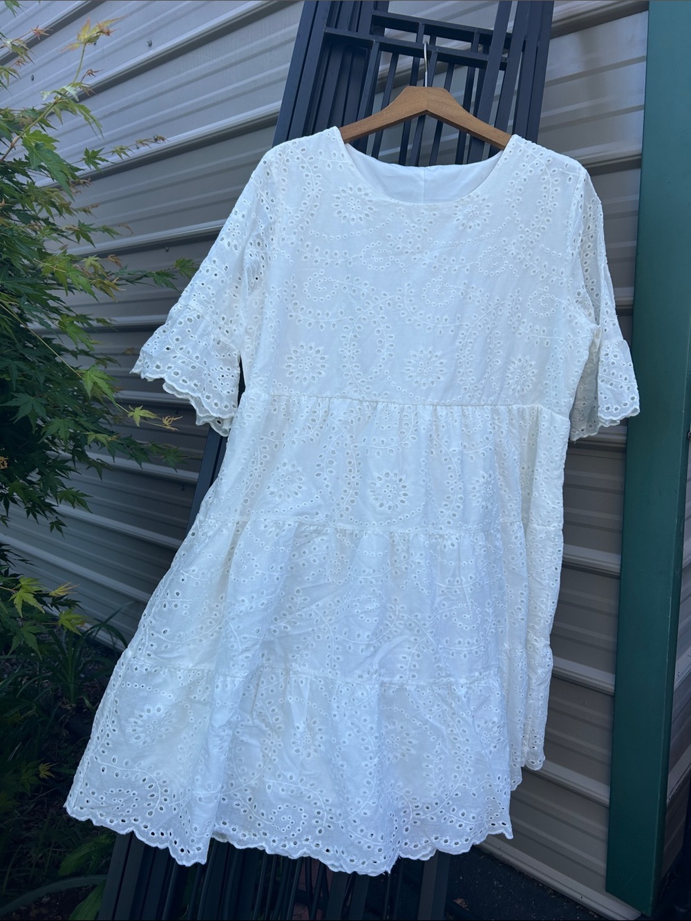 White Eyelet Midi Dress